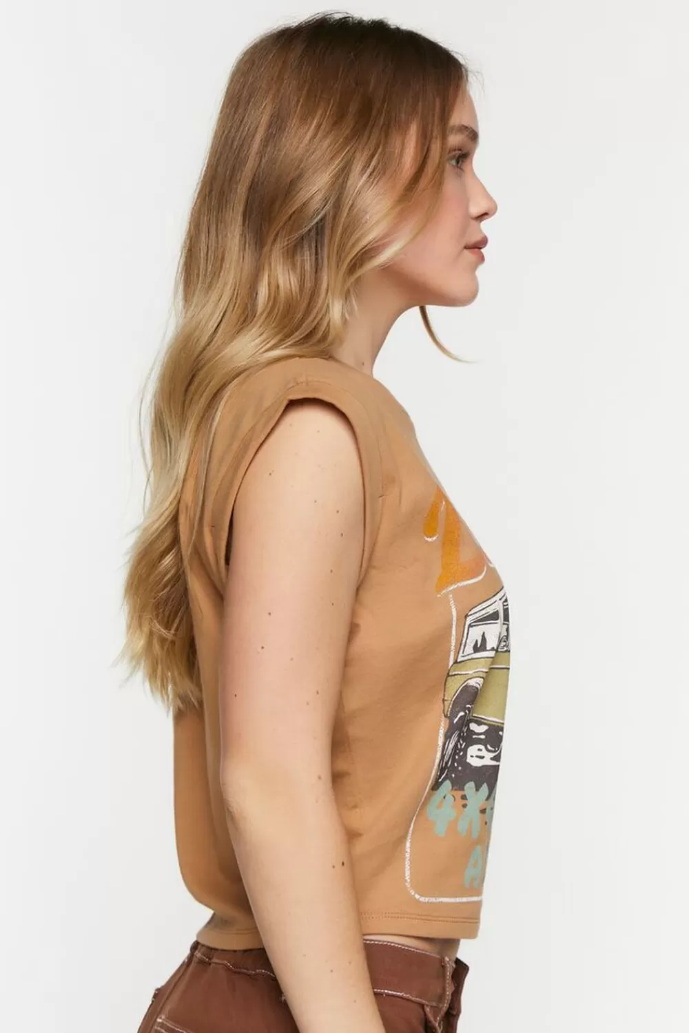 Forever 21 4X4 Adventure Graphic Rolled Muscle Tee | Women Tops