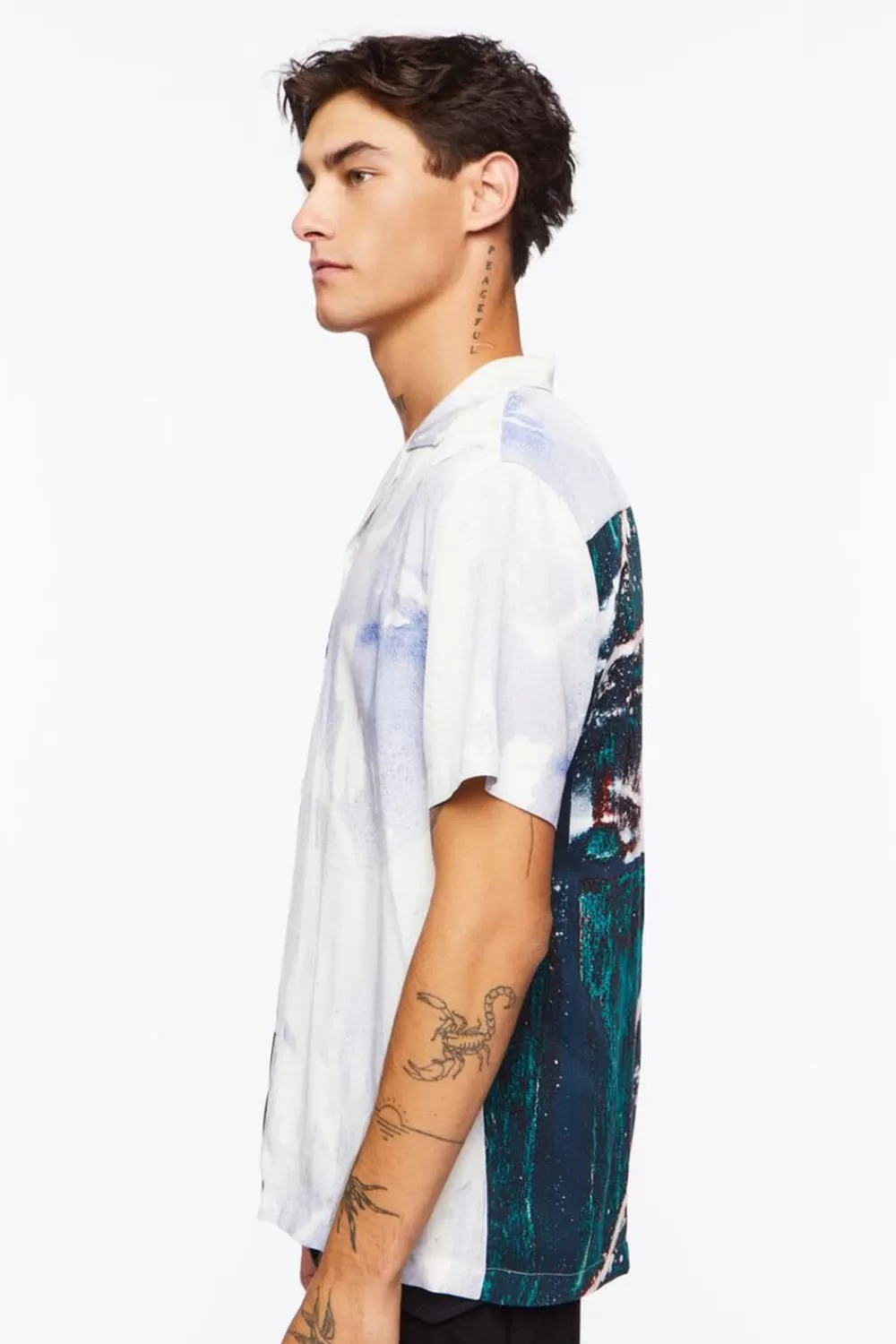 Tops>Forever 21 Abstract Colorblock Shirt Black/Multi