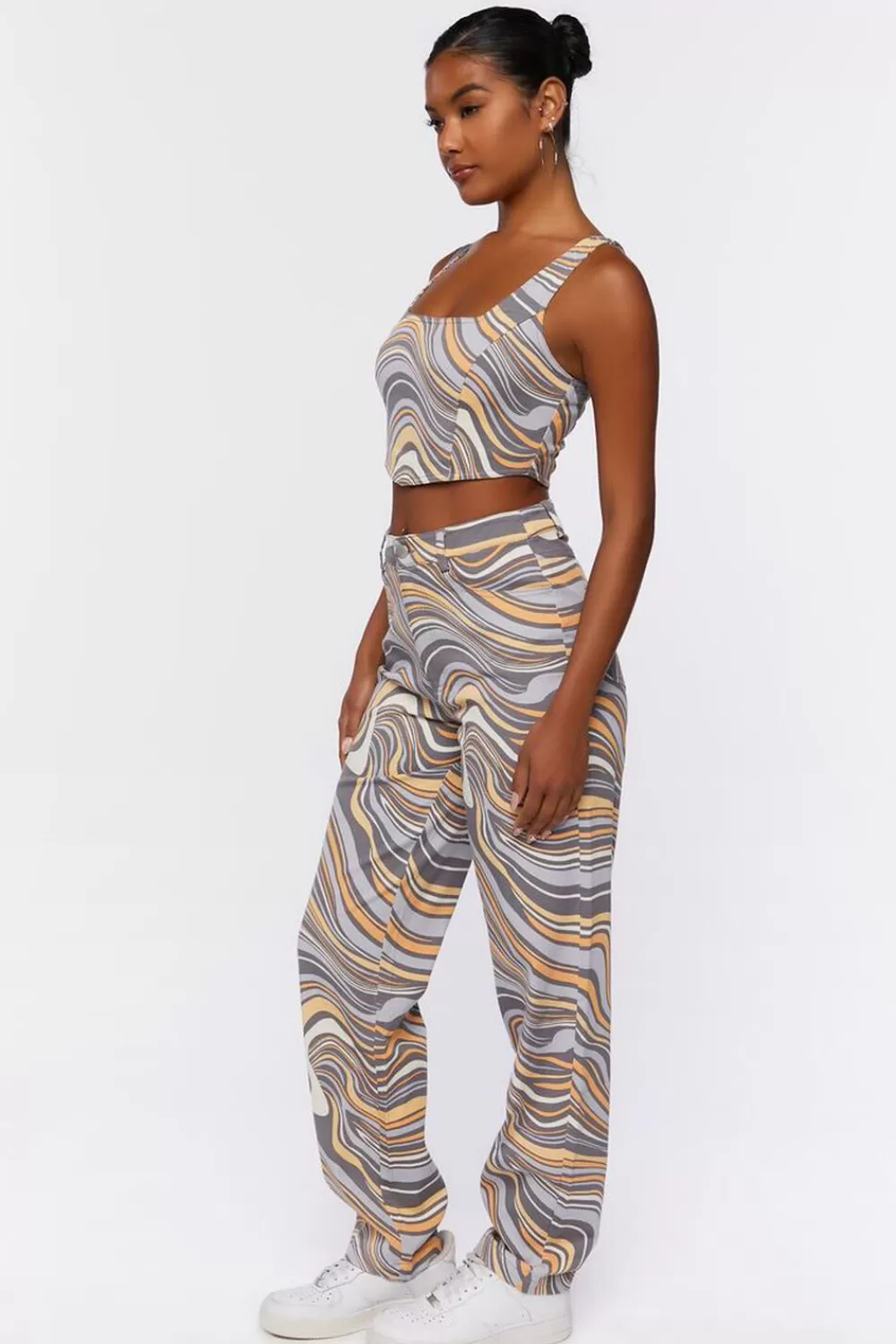 Forever 21 Abstract Crop Top & Pants Set | Women Tops