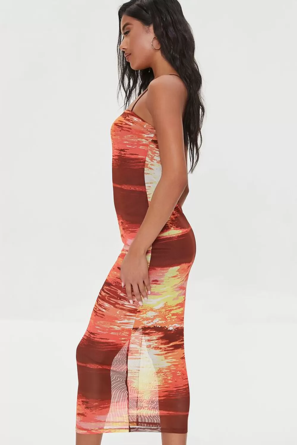 Forever 21 Abstract Print Mesh Midi Dress | Women Dresses