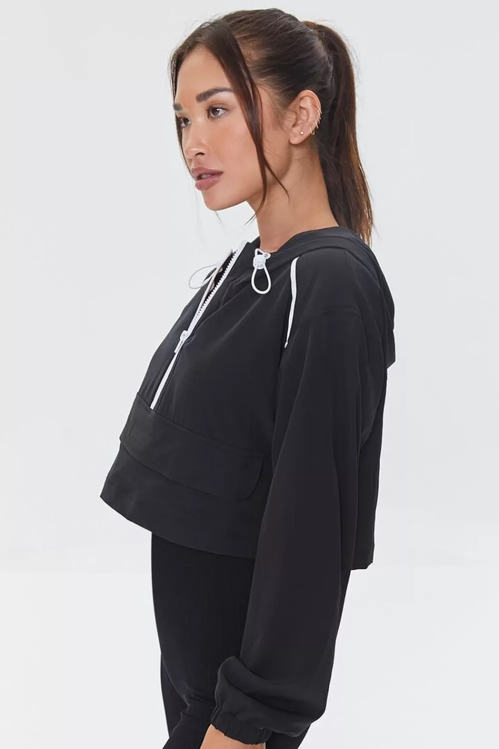 Jackets + Outerwear>Forever 21 Active Cropped Anorak Black