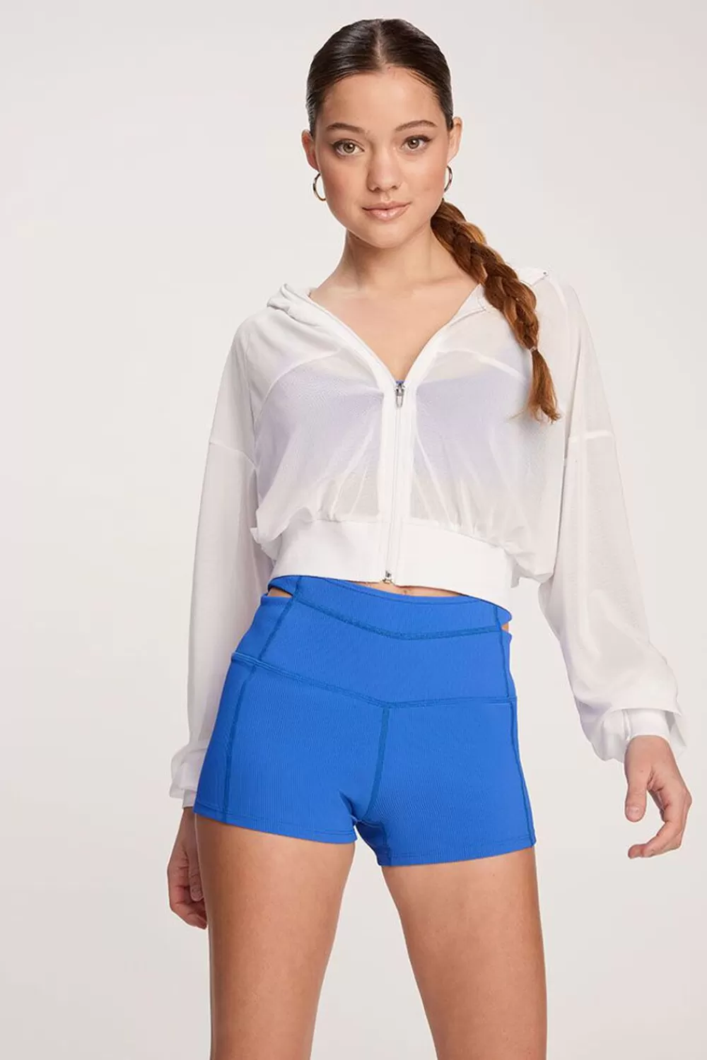 Jackets + Outerwear>Forever 21 Active Mesh Cropped Zip-Up Jacket White