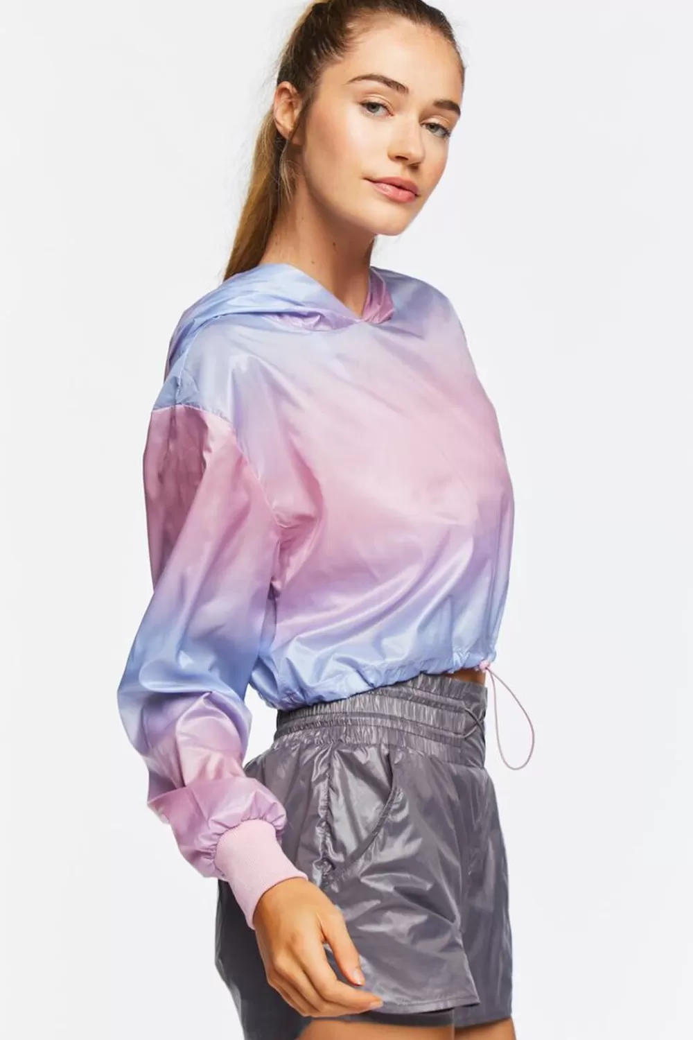 Jackets + Outerwear>Forever 21 Active Ombre Windbreaker Jacket Crystal/Mauve