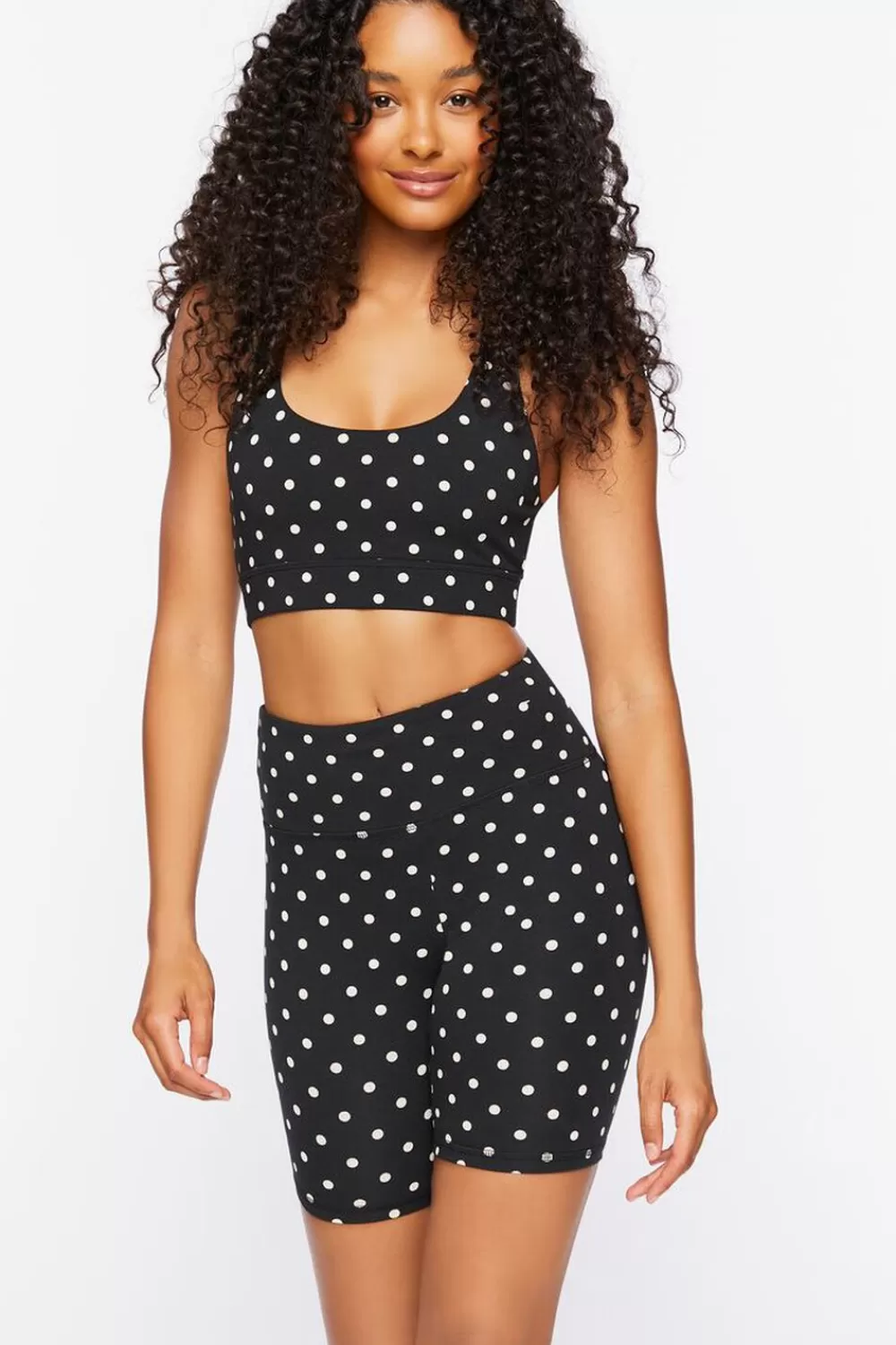 Bottoms>Forever 21 Active Polka Dot Biker Shorts Black/White
