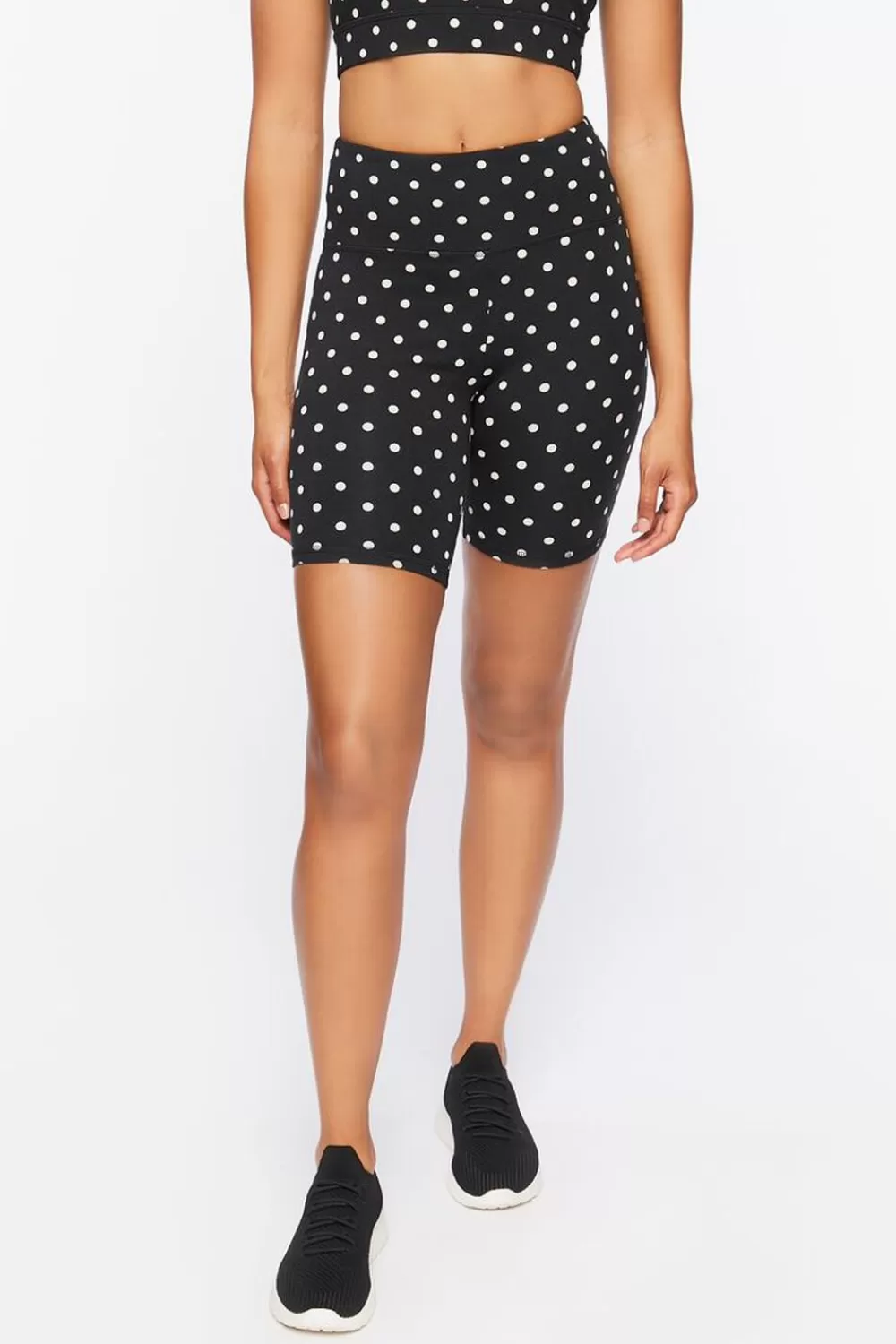 Bottoms>Forever 21 Active Polka Dot Biker Shorts Black/White