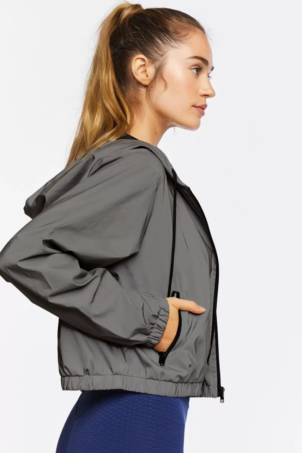 Jackets + Outerwear>Forever 21 Active Reflective Windbreaker Jacket Silver
