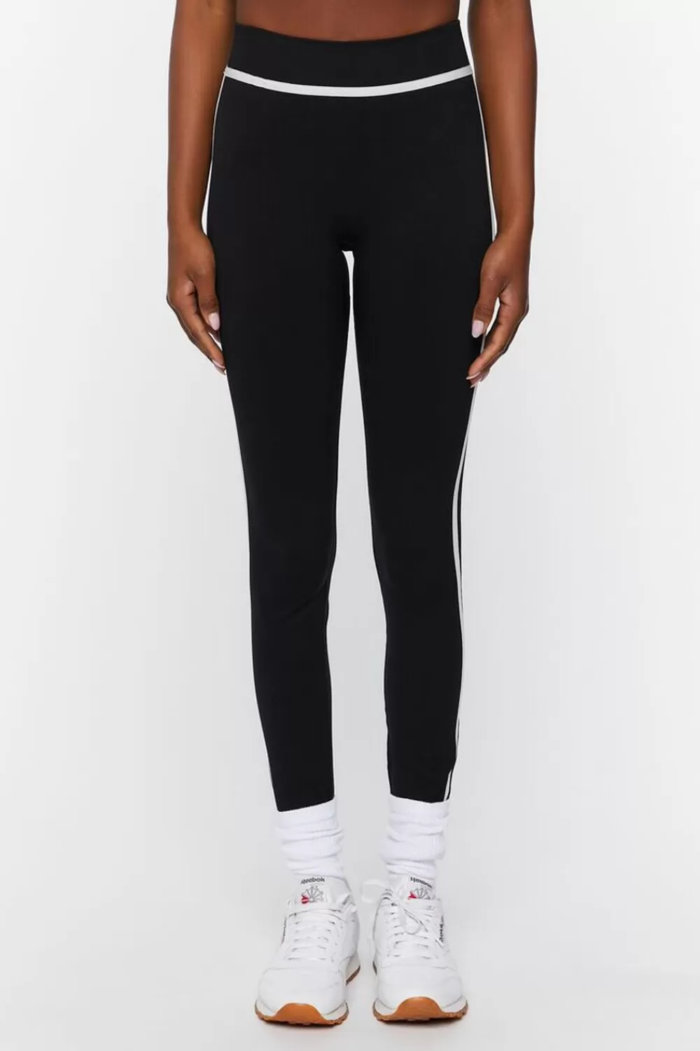 Bottoms>Forever 21 Active Seamless Contrast-Trim Leggings Black/White