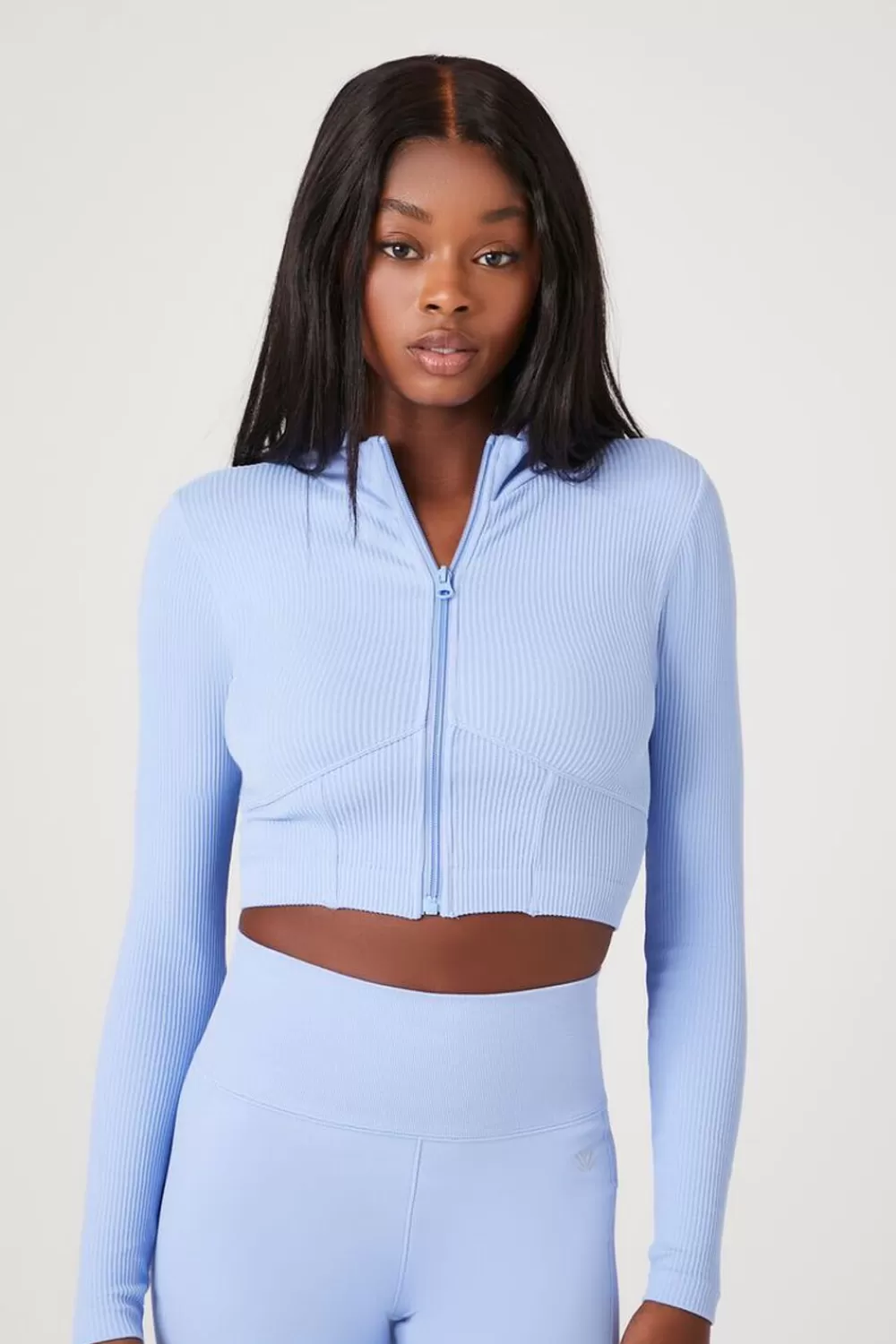 Activewear>Forever 21 Active Seamless Zip-Up Jacket Blue Moon
