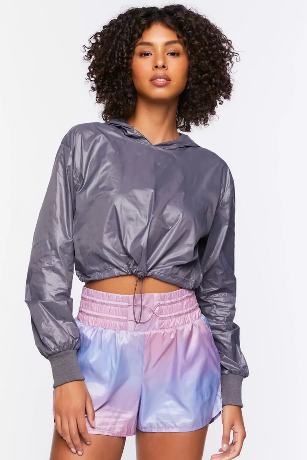 Jackets + Outerwear>Forever 21 Active Windbreaker Jacket Charcoal