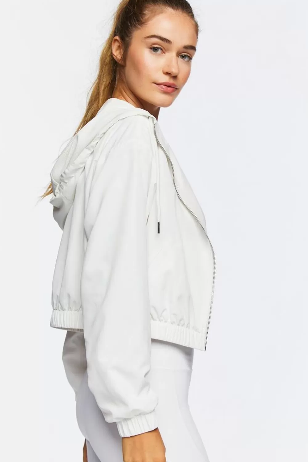 Jackets + Outerwear>Forever 21 Active Windbreaker Jacket White