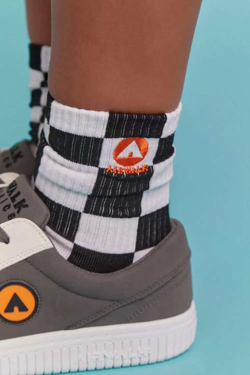 Socks + Tights>Forever 21 Airwalk Checkered Crew Socks Black/White