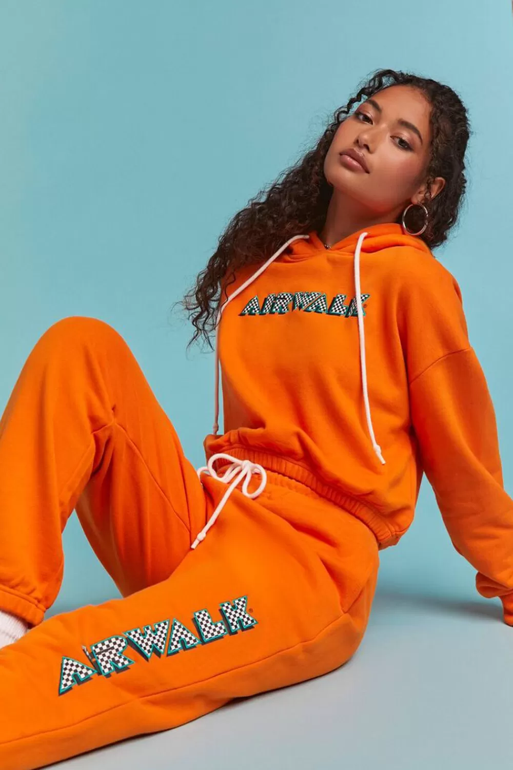 Bottoms>Forever 21 Airwalk French Terry Graphic Joggers Orange/Multi