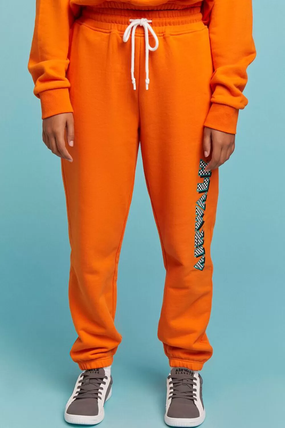 Bottoms>Forever 21 Airwalk French Terry Graphic Joggers Orange/Multi