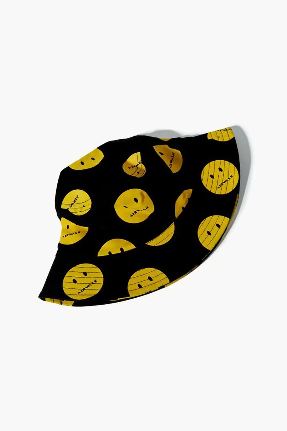 Hats + Beanies>Forever 21 Airwalk Happy Face Bucket Hat Black/Yellow