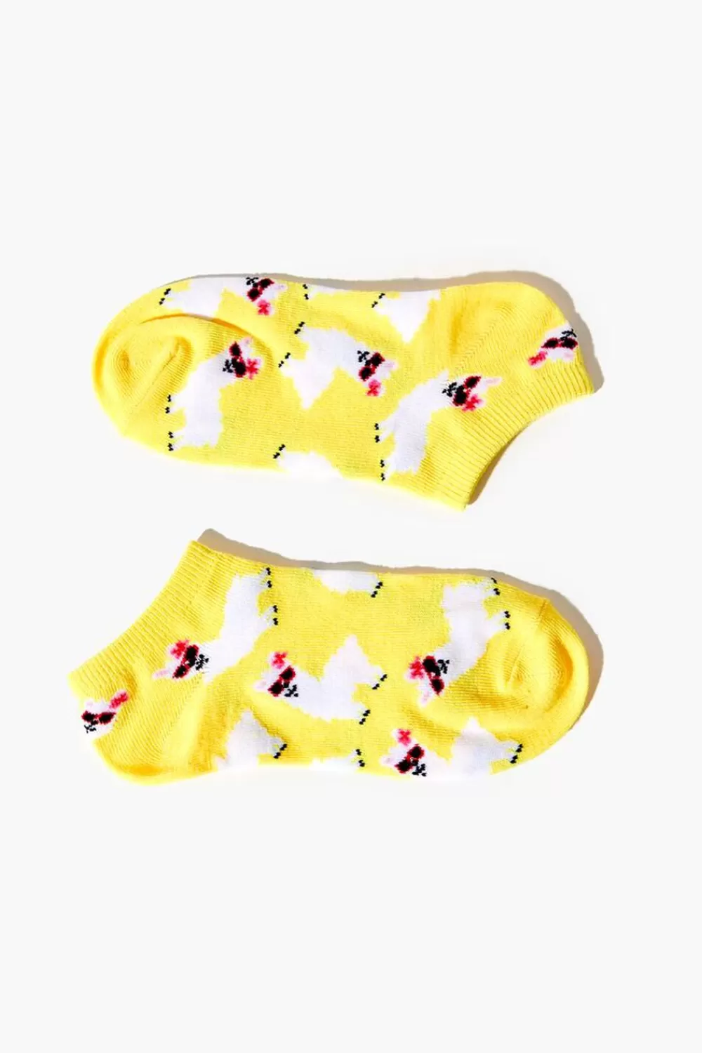 Socks + Tights>Forever 21 Alpaca Print Ankle Socks Yellow/Multi
