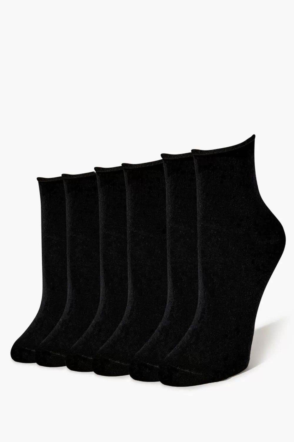 Socks + Tights>Forever 21 Ankle Socks Set - 6 Pack Black/Black