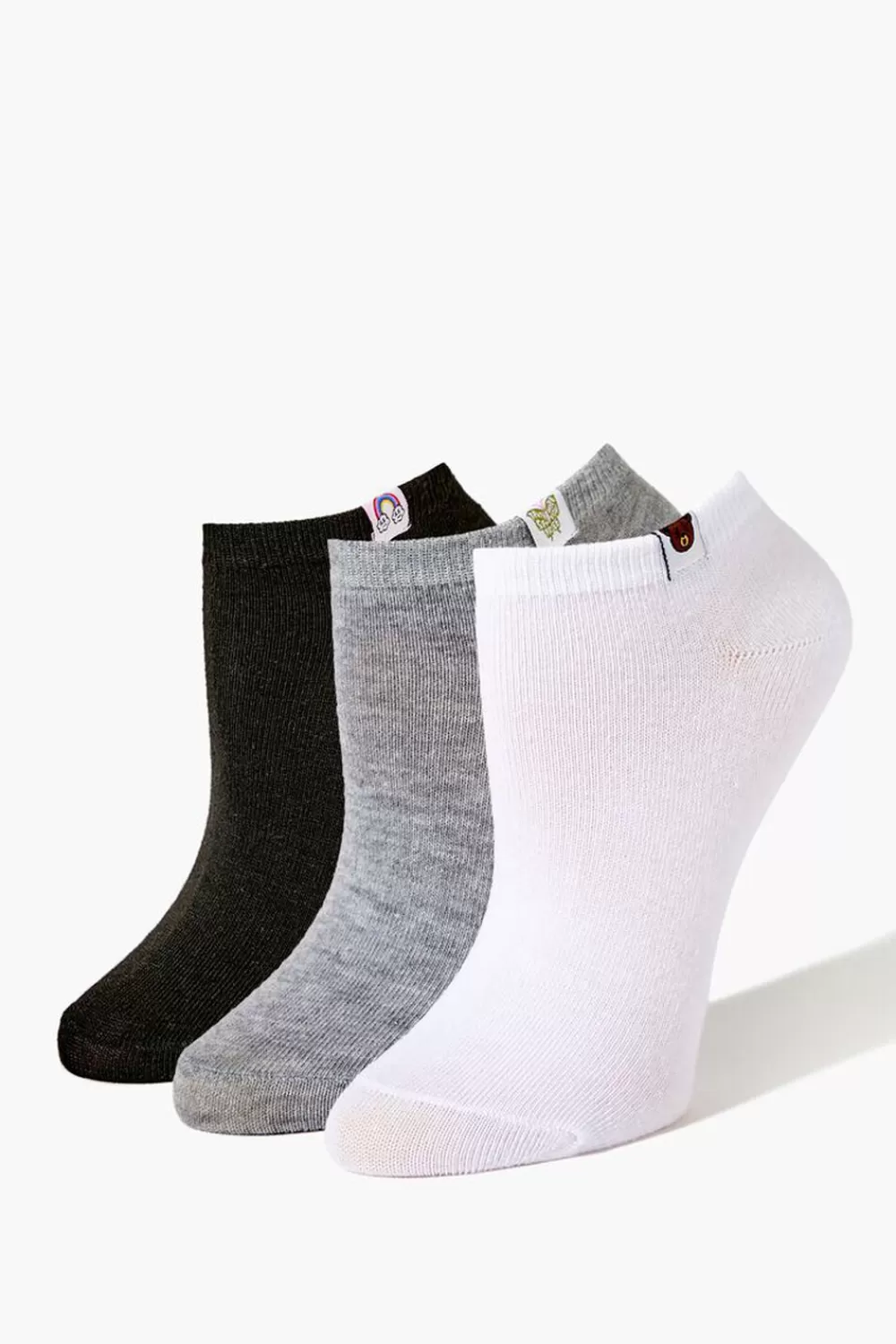 Socks + Tights>Forever 21 Assorted Ankle Socks Set - 3 Pack White/Multi