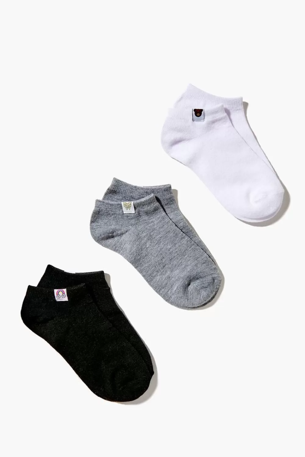 Socks + Tights>Forever 21 Assorted Ankle Socks Set - 3 Pack White/Multi