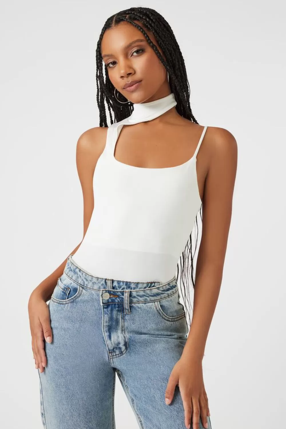Forever 21 Asymmetrical Mock Neck Cami Bodysuit | Women Tops
