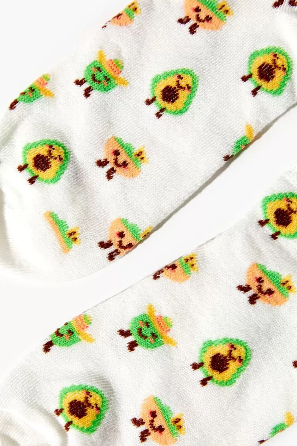 Socks + Tights>Forever 21 Avocado Print Ankle Socks White/Multi