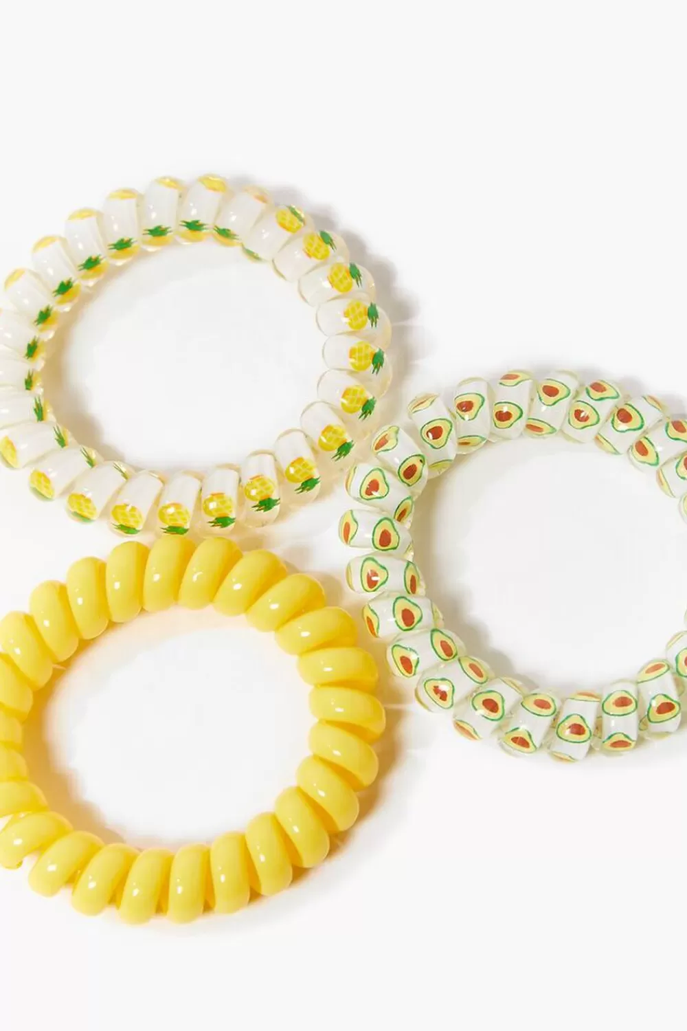 Hair Accessories>Forever 21 Avocado Spiral Hair Tie Set Yellow/Multi
