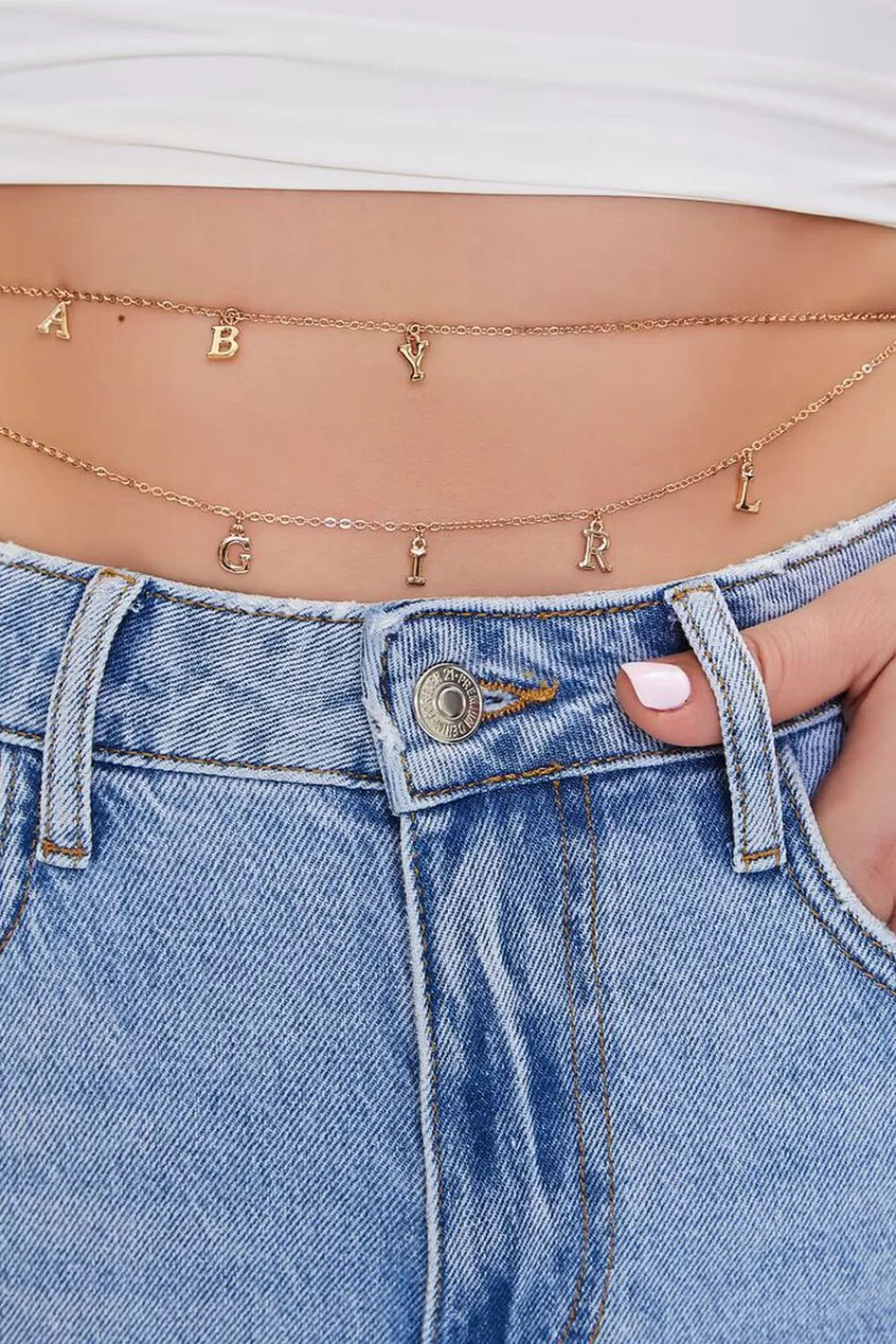 Body Jewelry>Forever 21 Baby Girl Charm Layered Belly Chain Gold