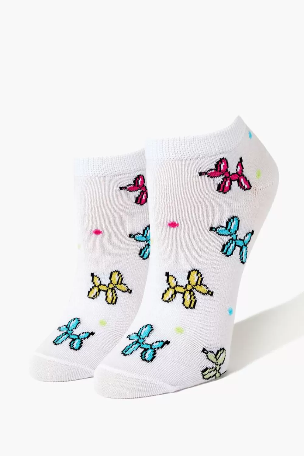 Socks + Tights>Forever 21 Balloon Animal Ankle Socks White/Multi