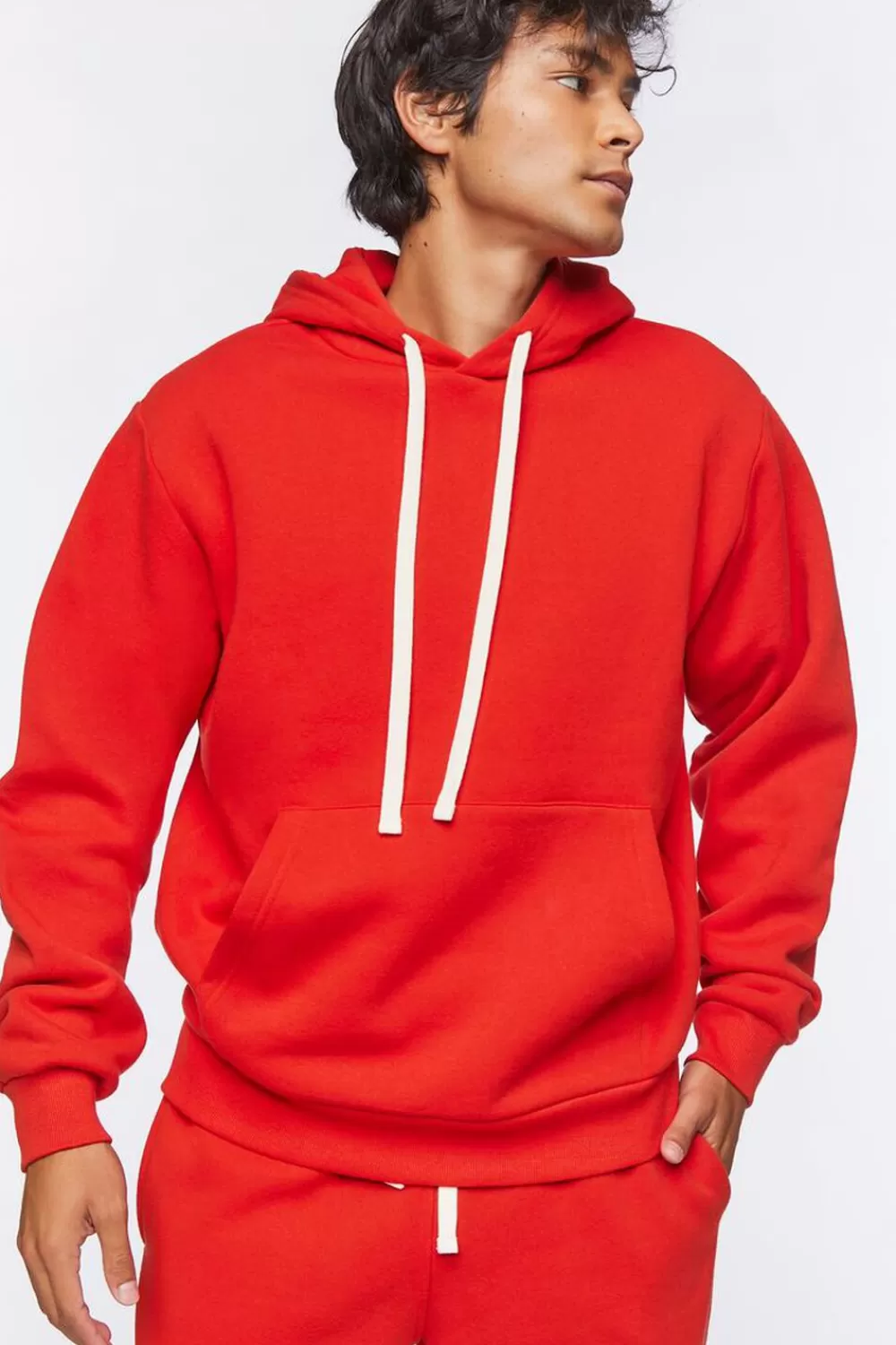 Tops>Forever 21 Basic Drawstring Hoodie Red