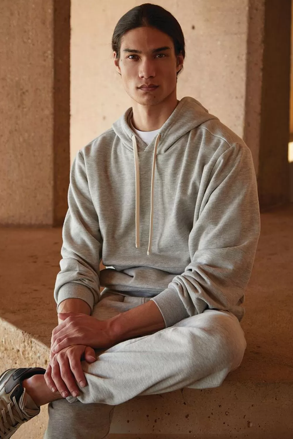 Tops>Forever 21 Basic Heathered Drawstring Hoodie Heather Grey