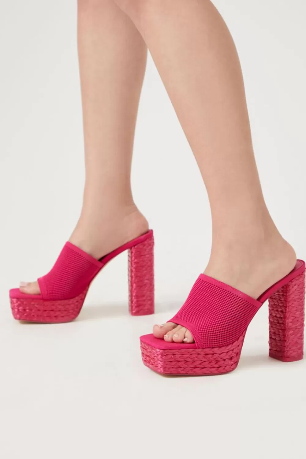 Heels>Forever 21 Basketwoven Platform Heels Pink