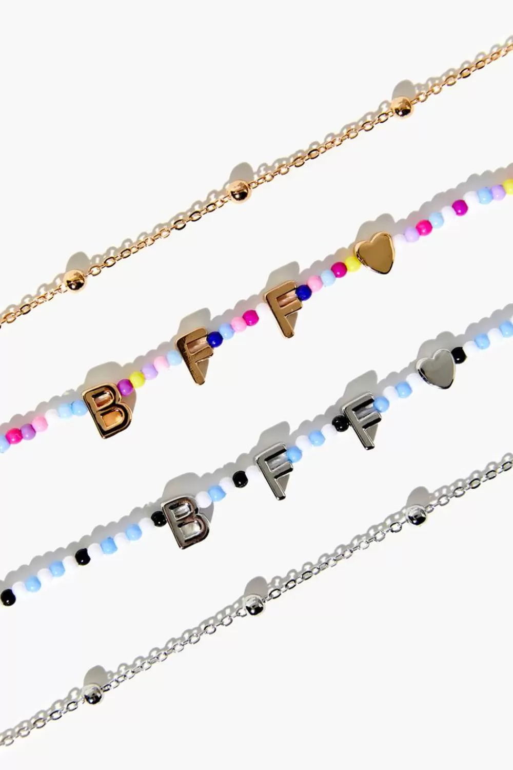 Necklaces>Forever 21 Beaded Bff Necklace Set Gold/Multi
