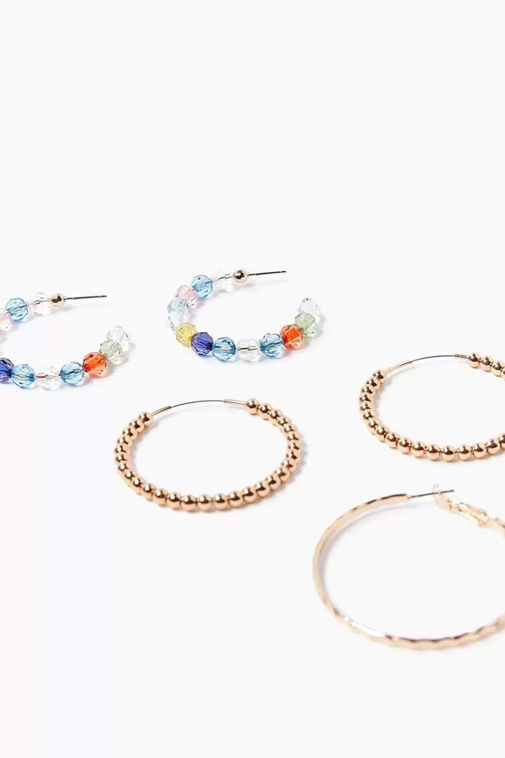 Earrings>Forever 21 Beaded Hoop Earring Set Gold/Multi