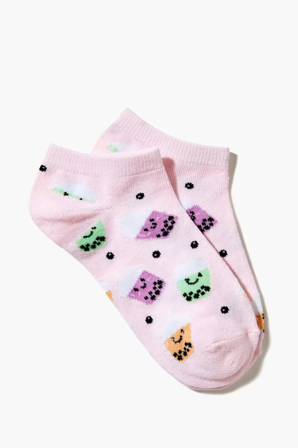 Socks + Tights>Forever 21 Boba Print Ankle Socks Pink/Multi