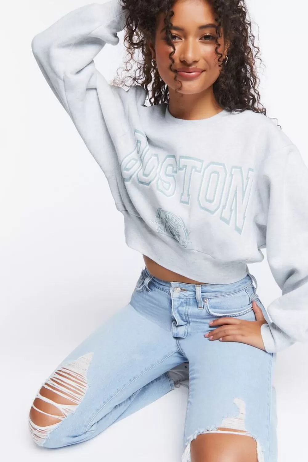 Forever 21 Boston Graphic Cropped Pullover | Women Tops
