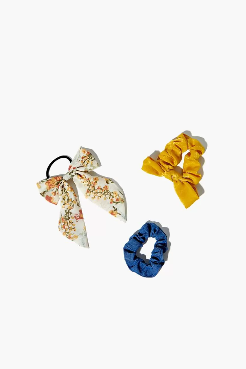 Hair Accessories>Forever 21 Bow Hair Scrunchie Set Yellow/Multi