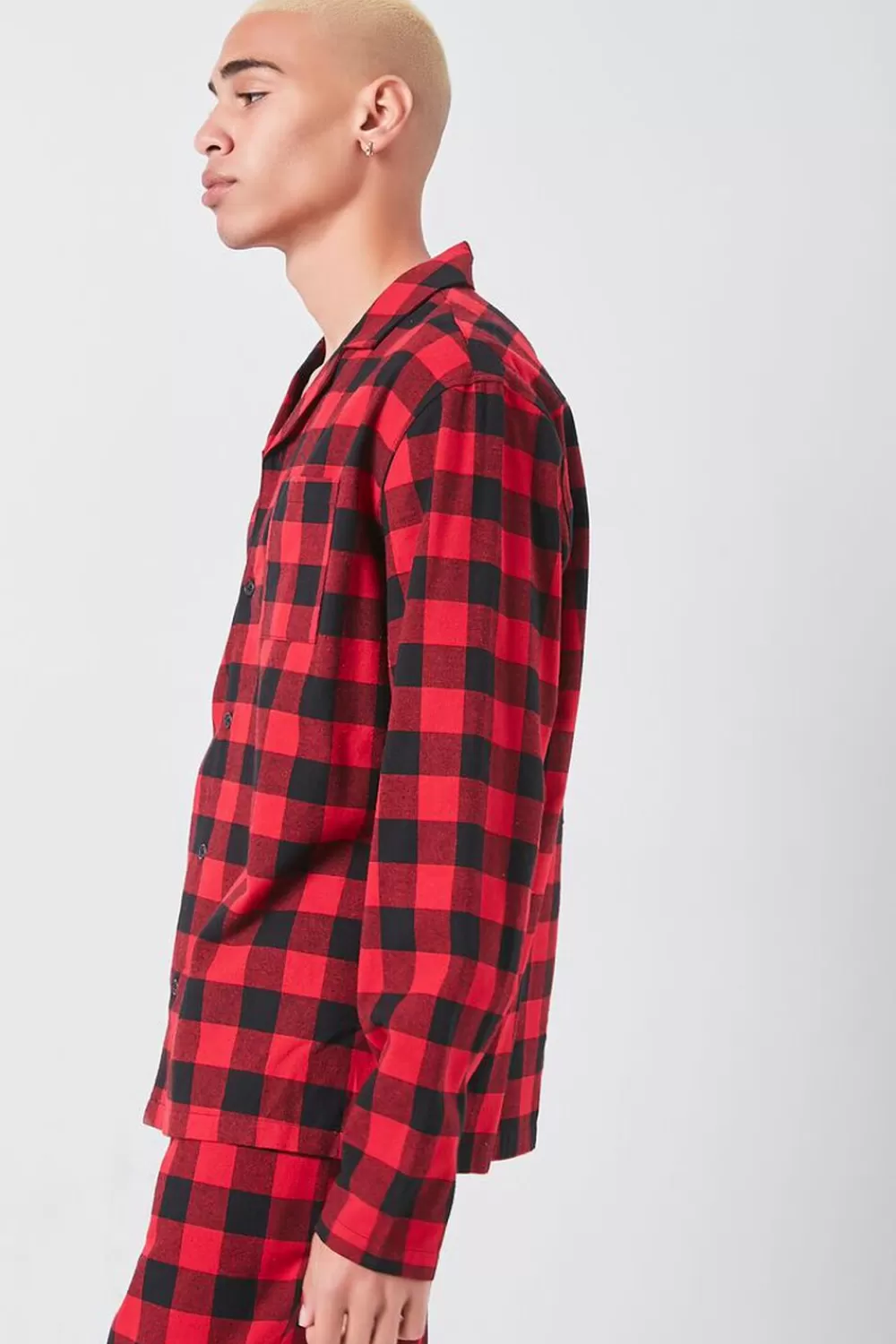 Matching Sets>Forever 21 Buffalo Plaid Pajama Shirt Red/Black