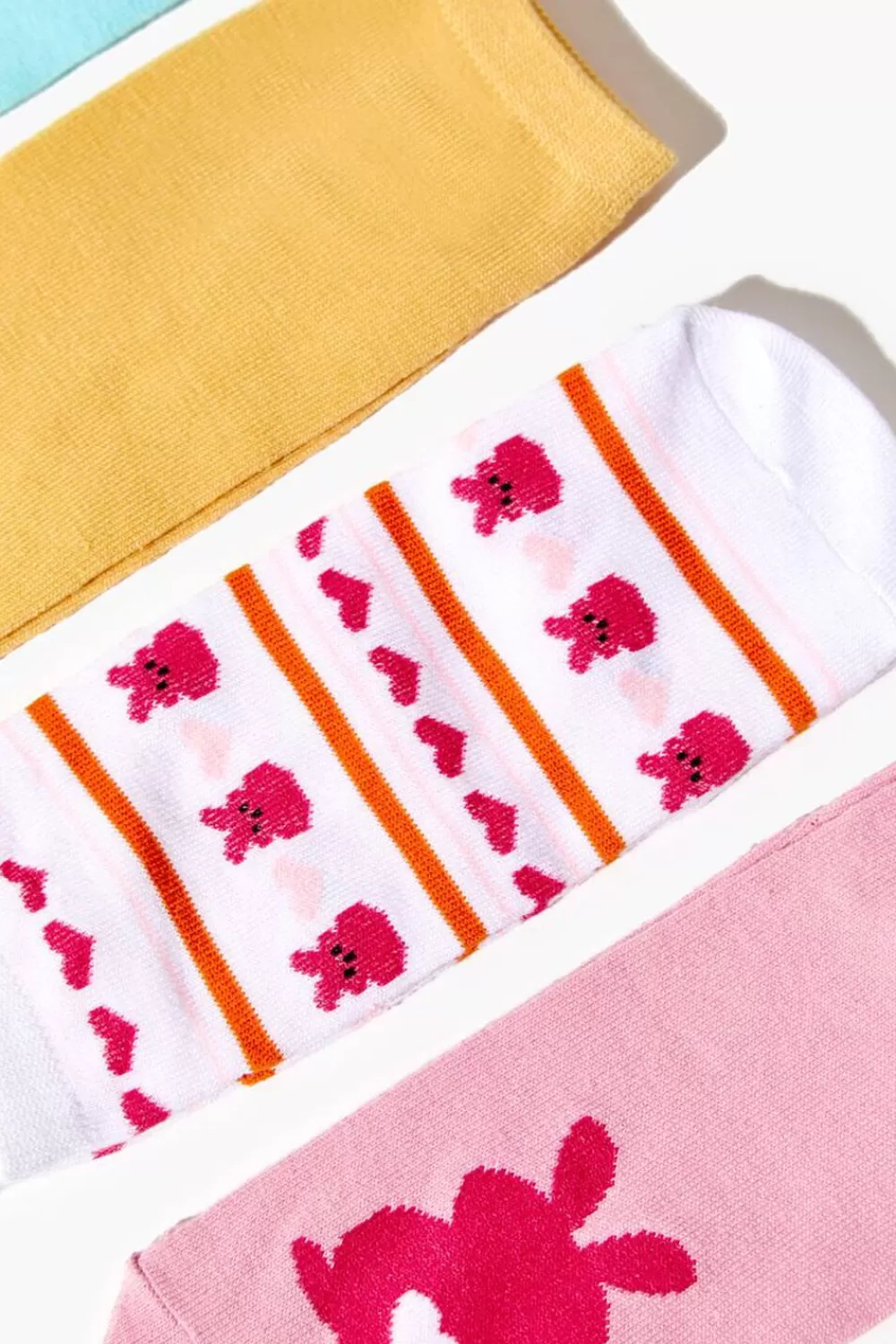 Socks + Tights>Forever 21 Bunny Ankle Sock Set - 5 Pack White/Multi