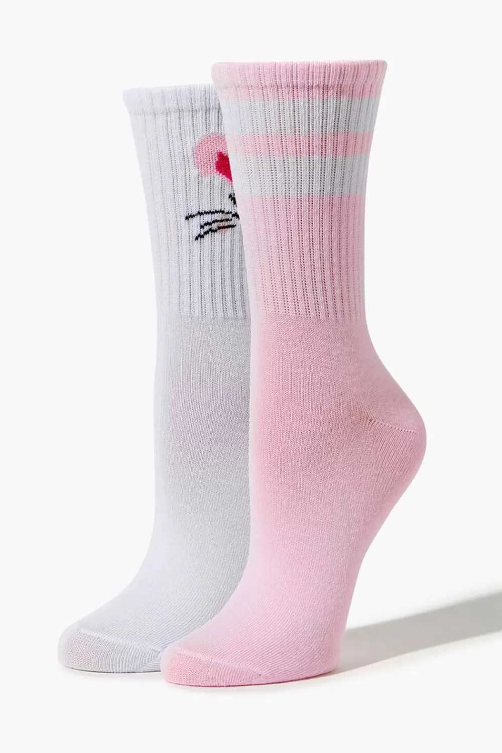 Socks + Tights>Forever 21 Bunny Rabbit Crew Sock Set - 2 Pack White/Multi