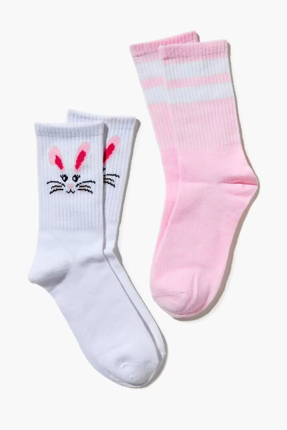 Socks + Tights>Forever 21 Bunny Rabbit Crew Sock Set - 2 Pack White/Multi