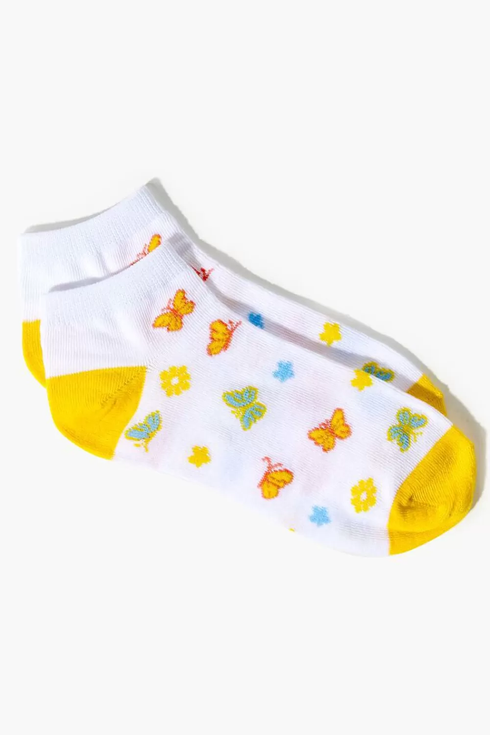 Socks + Tights>Forever 21 Butterfly Print Ankle Socks Yellow/Multi