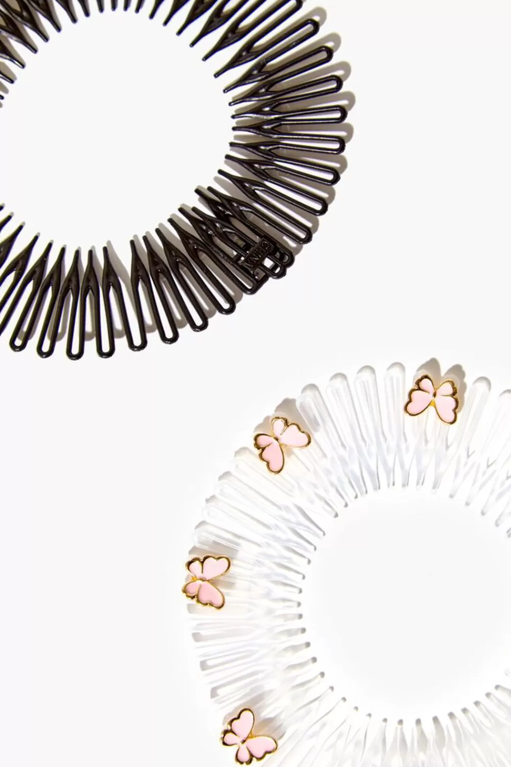 Hair Accessories>Forever 21 Butterfly Tooth Headband Set Pink/Black