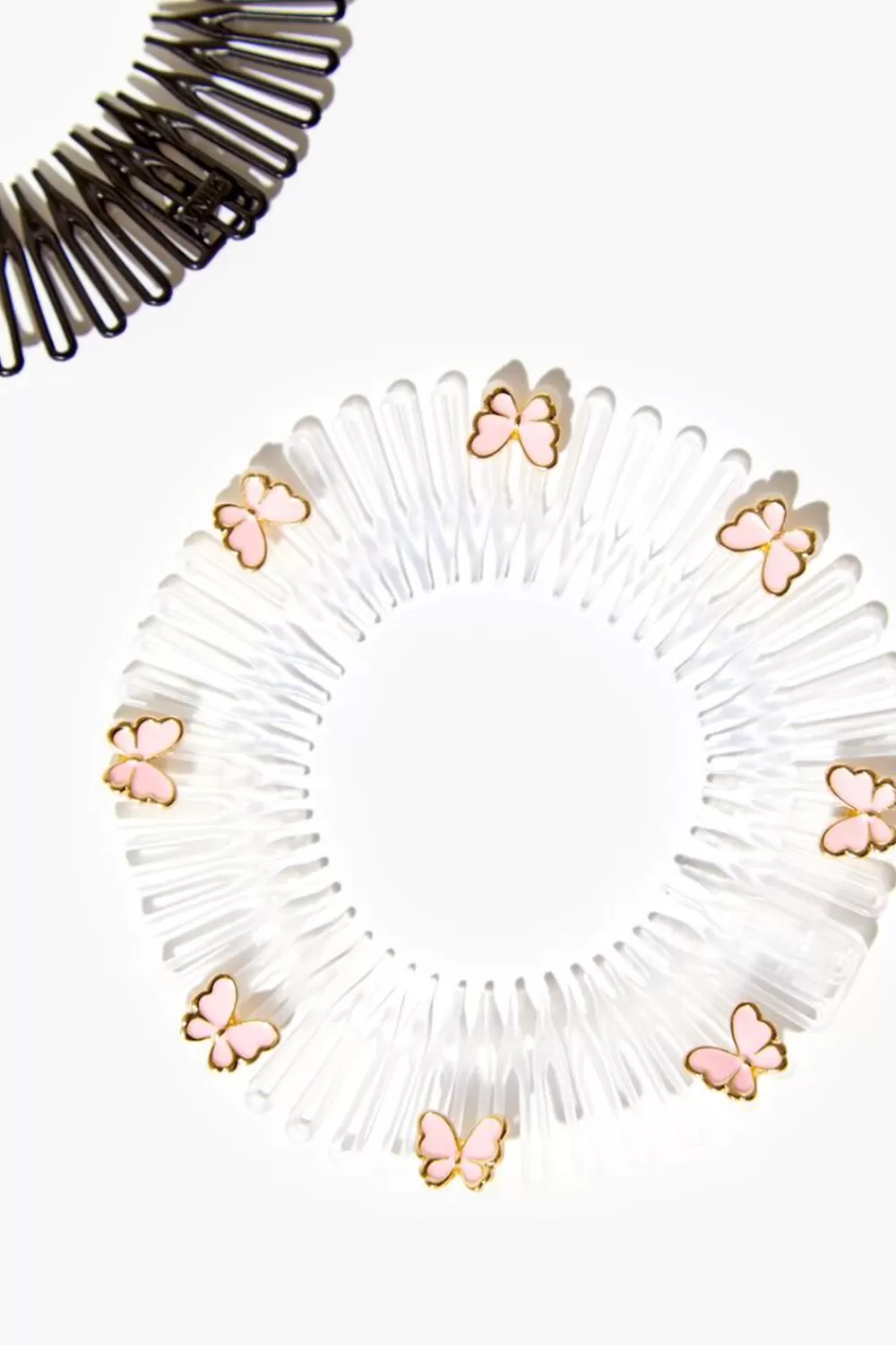 Hair Accessories>Forever 21 Butterfly Tooth Headband Set Pink/Black