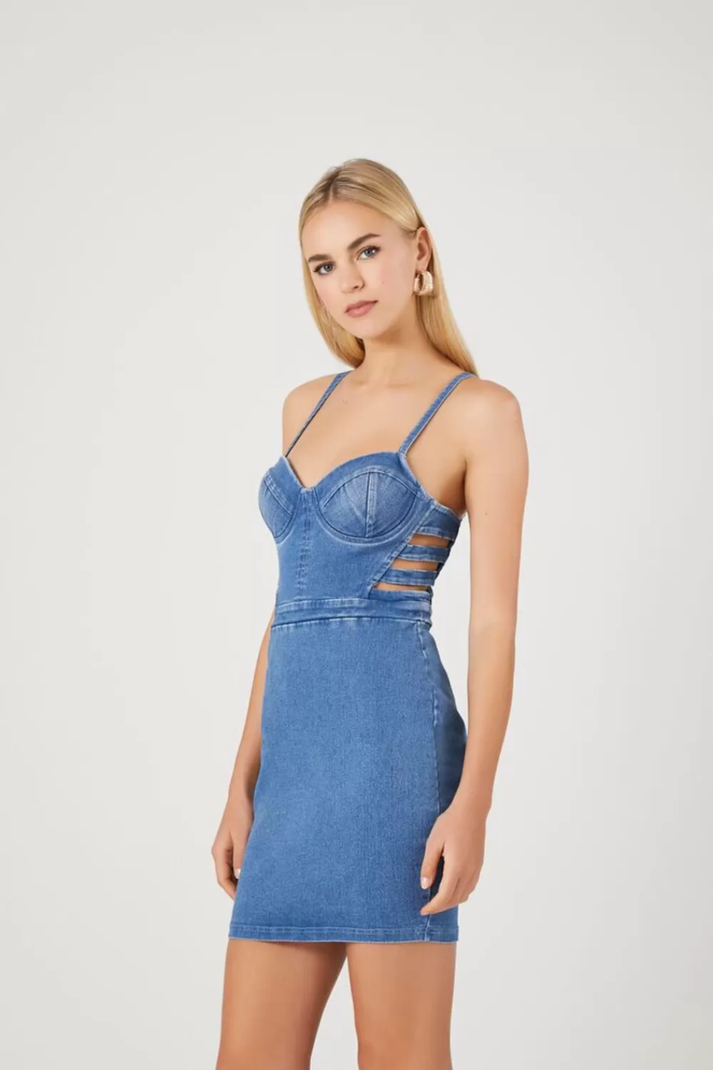 Forever 21 Caged Bustier Denim Mini Dress | Women Dresses