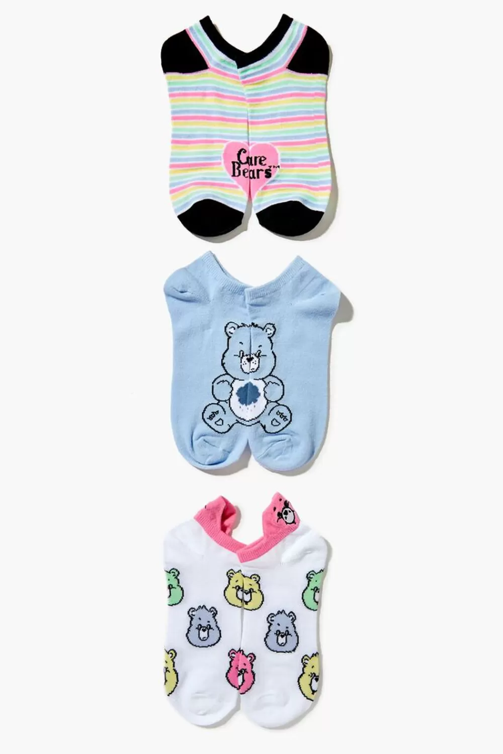 Socks + Tights>Forever 21 Care Bears Ankle Sock Set - 3 Pack Blue/Multi