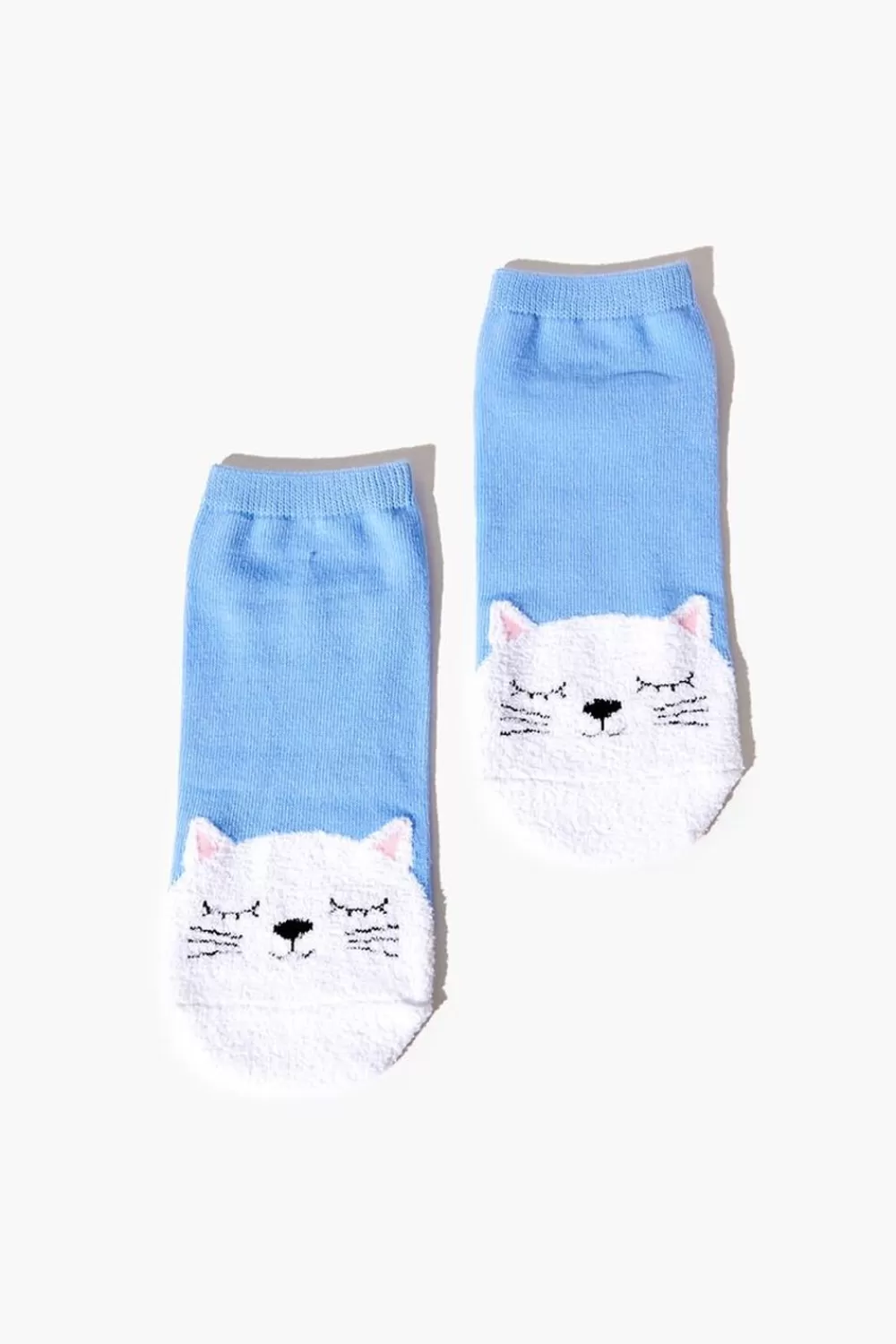 Socks + Tights>Forever 21 Cat Face Ankle Socks Blue/Multi