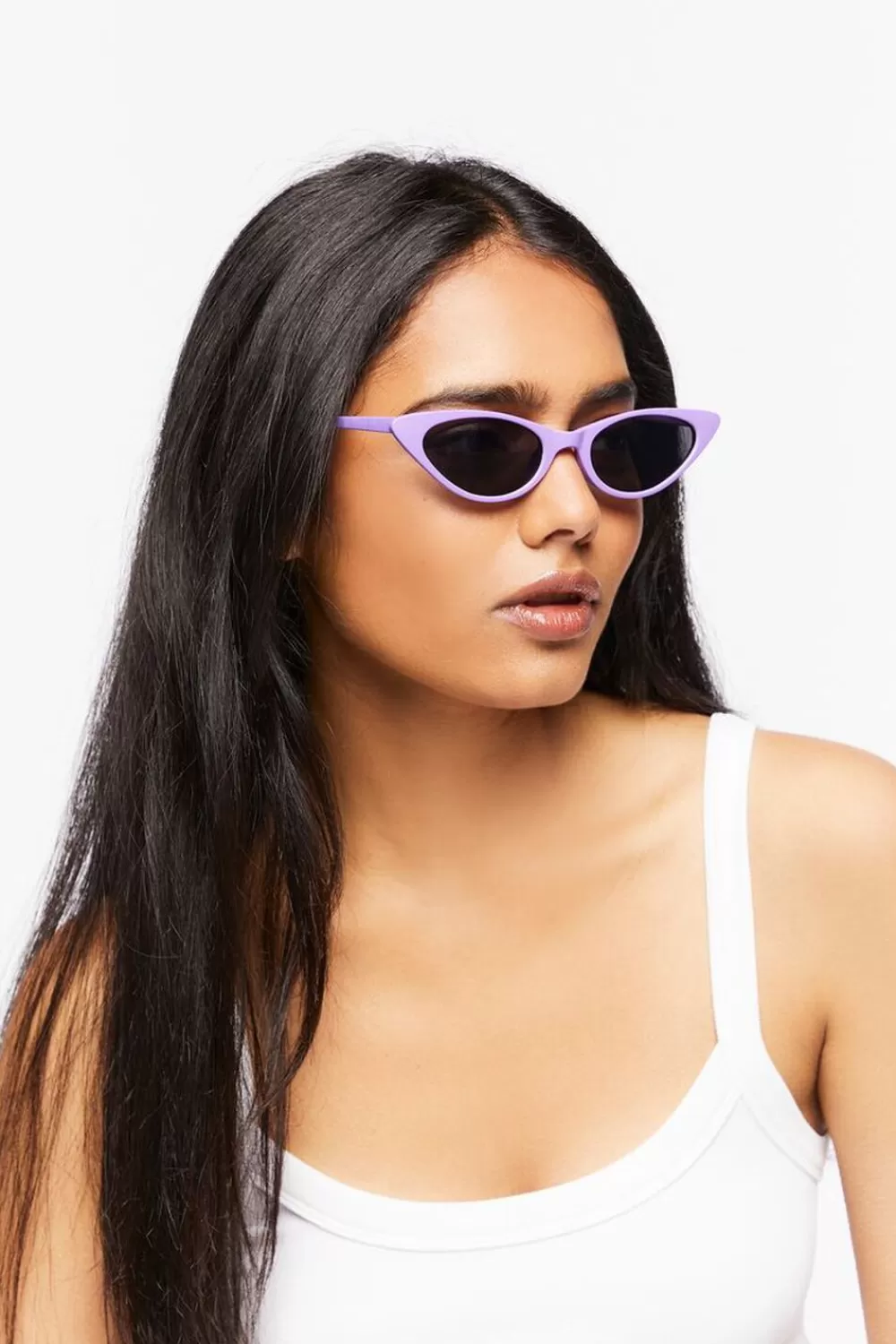 Sunglasses + Readers>Forever 21 Cat-Eye Frame Sunglasses Lavender/Black