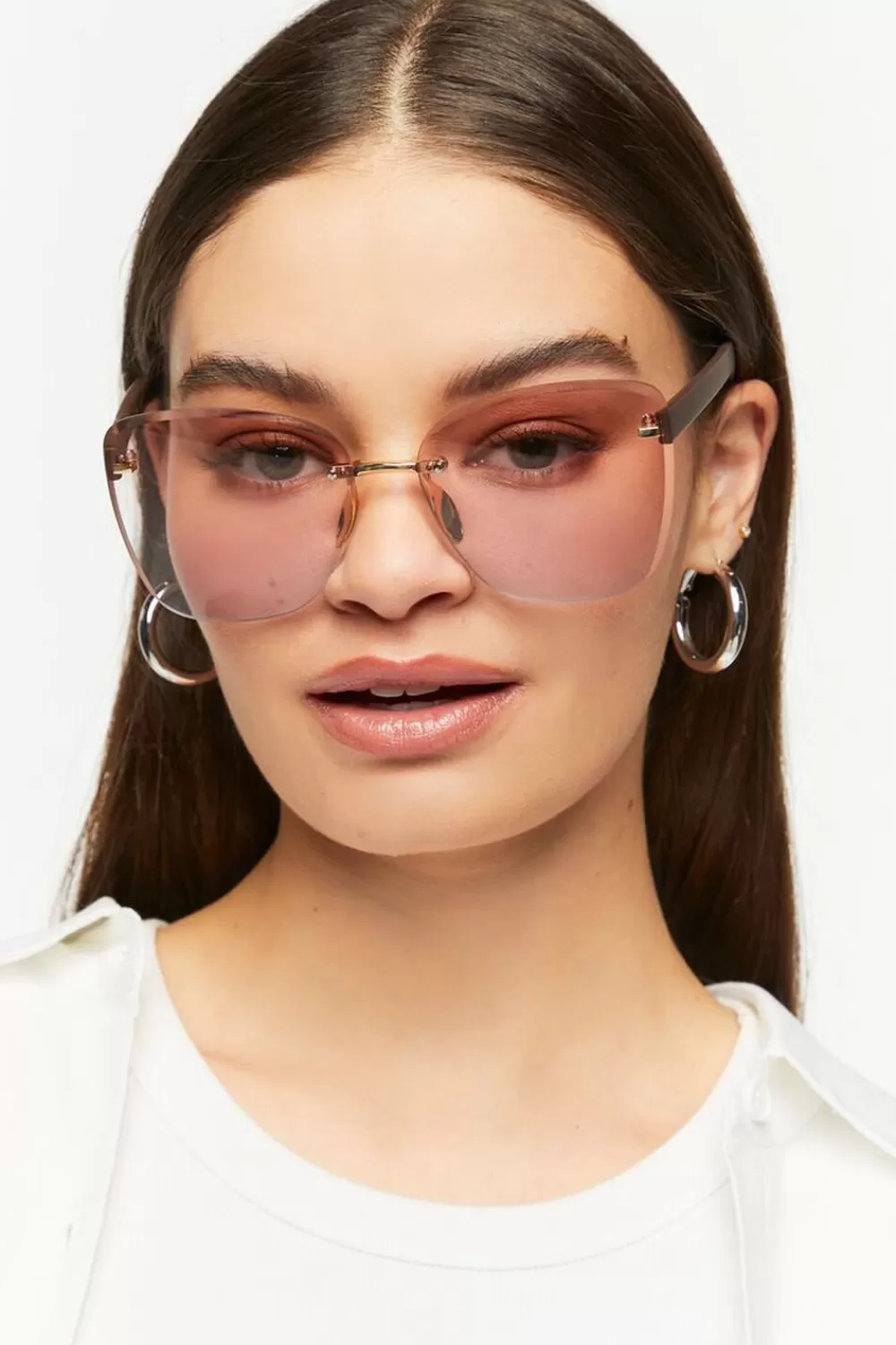 Sunglasses + Readers>Forever 21 Cat-Eye Gradient Sunglasses Gold/Brown