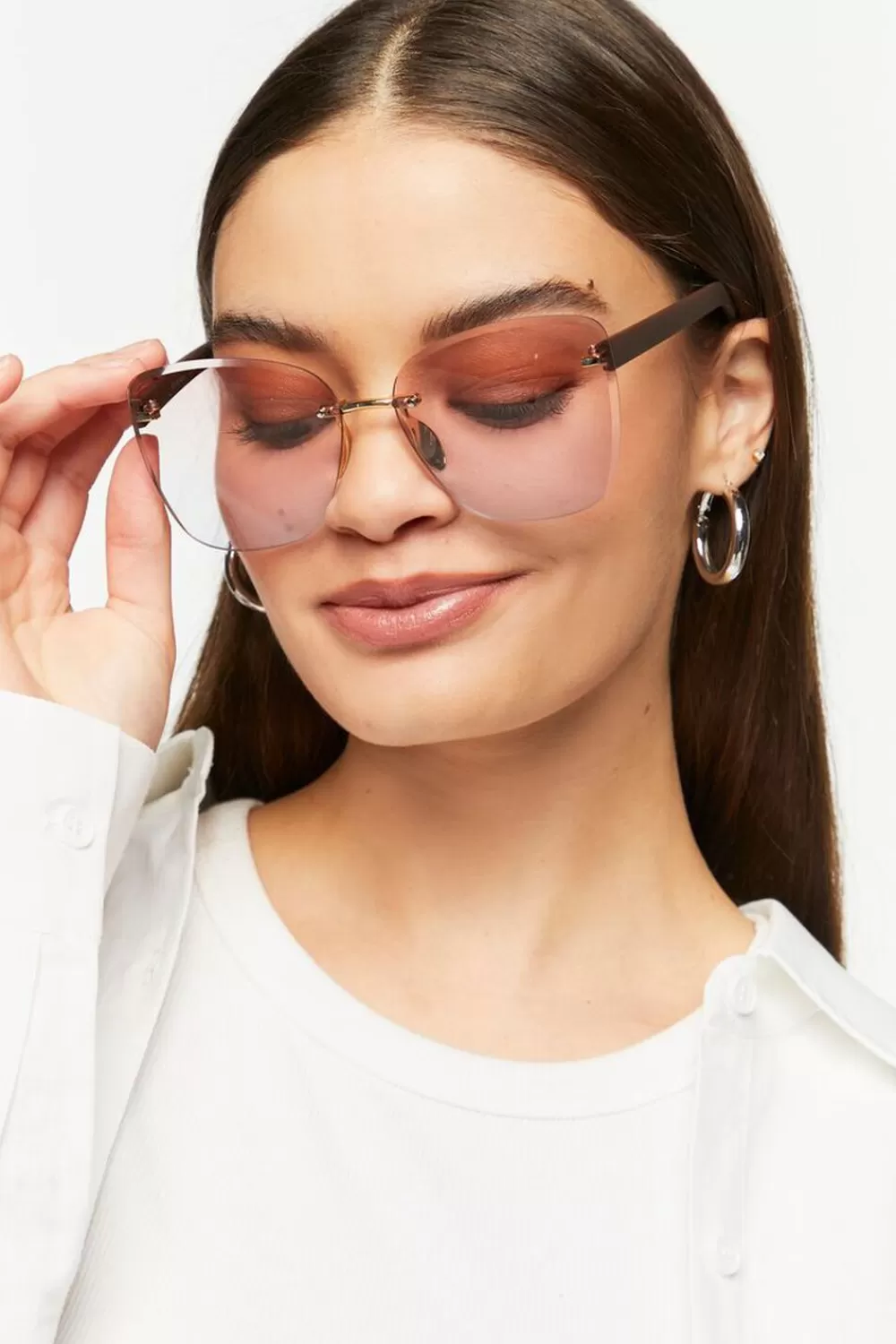 Sunglasses + Readers>Forever 21 Cat-Eye Gradient Sunglasses Gold/Brown