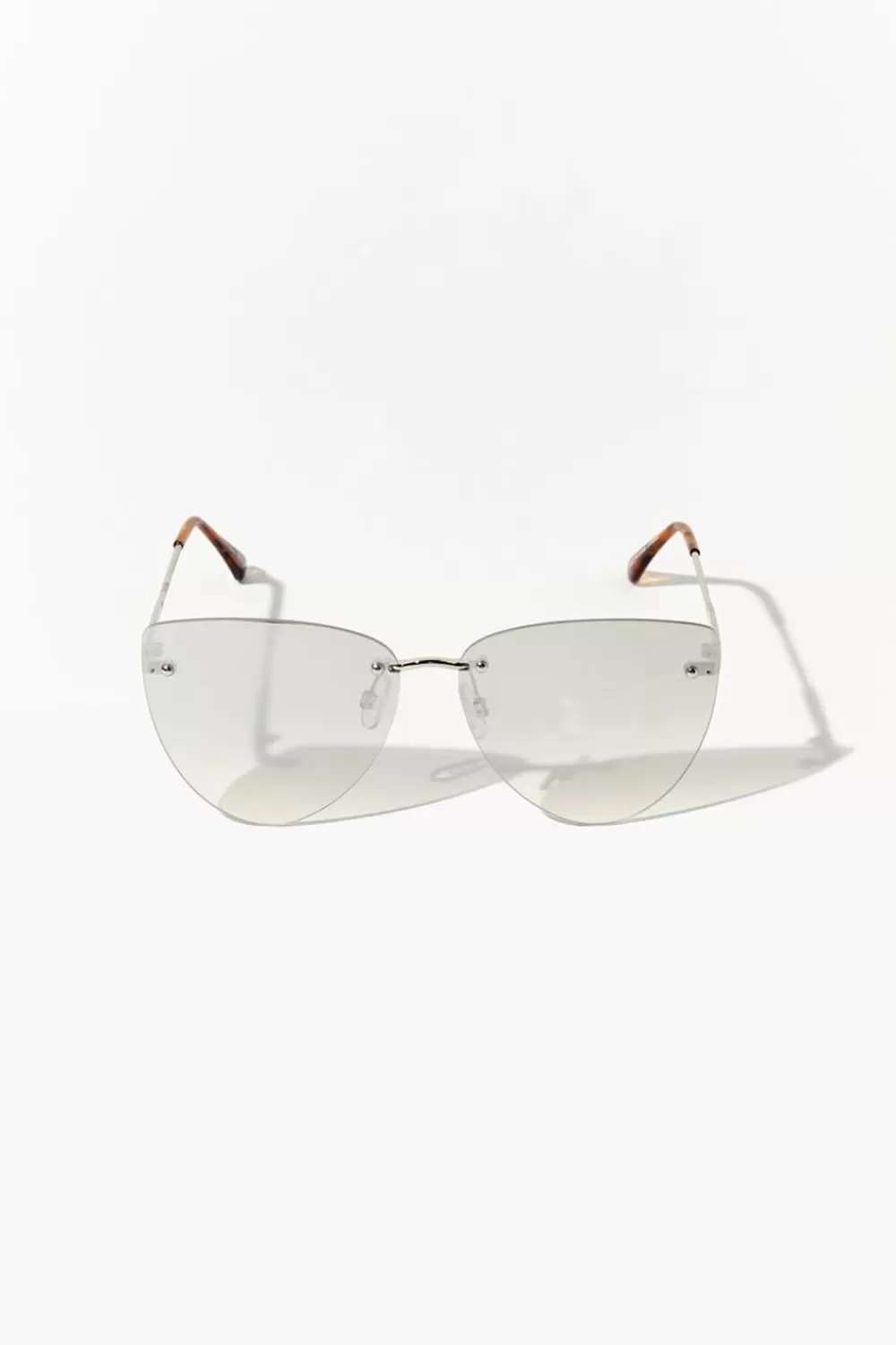 Sunglasses + Readers>Forever 21 Cat-Eye Tinted Sunglasses Silver/Silver
