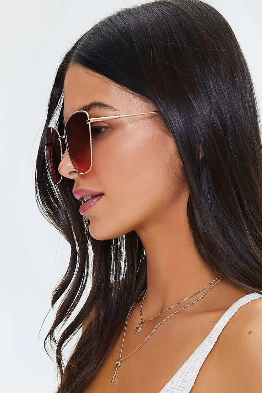 Sunglasses + Readers>Forever 21 Cat-Eye Tinted Sunglasses Rose Gold/Pink